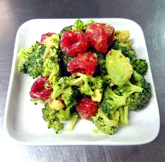 Poppin' Raspberry and Broccoli Salad made with Raspberry Pepper Jelly from Rose City Pepperheads
